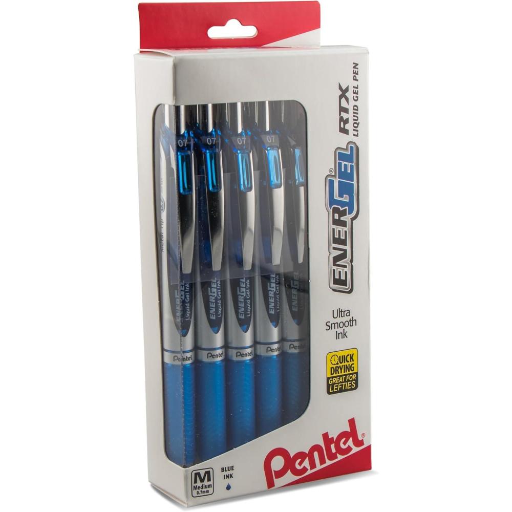 image:imagePentel EnerGel RTX RT Liquid Gel Pen Med Metal Tip 07mm Blue Ink Box of 12 BL77PC12C1Blue