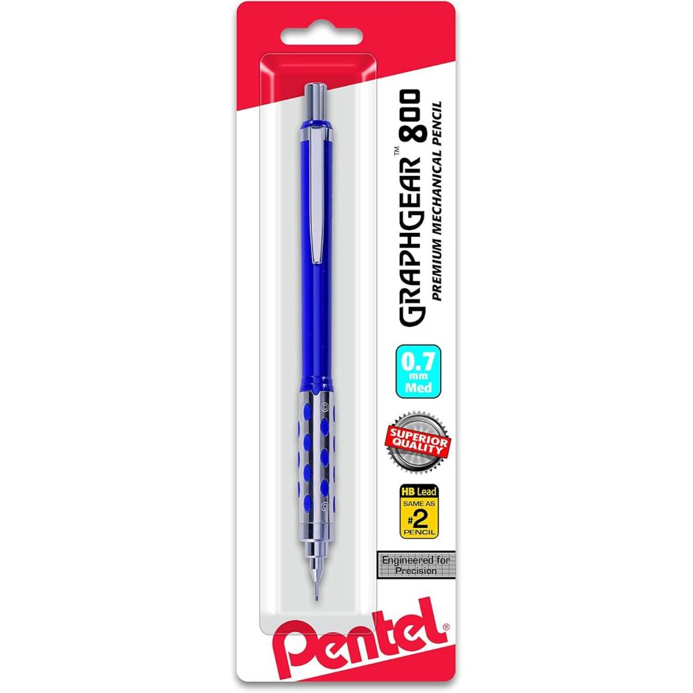 image:imagePentel Graph Gear 800 Mechanical Drafting Pencil 07mm Blue Barrel with Lead and Small PG807LZBP1 Pack