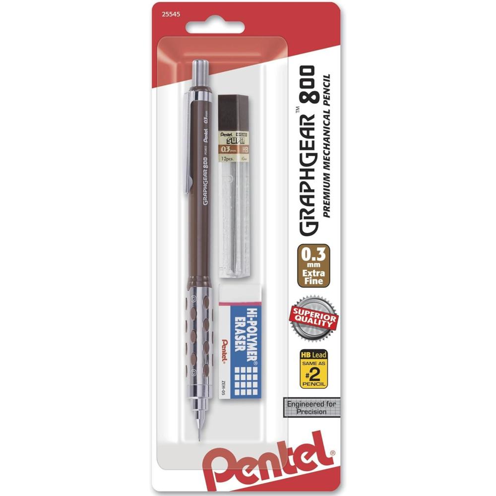 image:imagePentel Graph Gear 800 Mechanical Drafting Pencil 07mm Blue Barrel with Lead and Small PG807LZBP1 Pencil Lead and Eraser