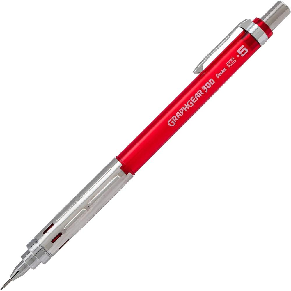 image:imagePentel GraphGear 300 Mechanical Pencil 03mm Extrafine line Orange Barrel Box of 12 PG313TFRed