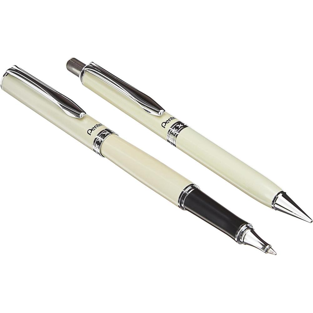image:imagePentel Libretto Roller Gel Pen and Pencil Set with Gift Box Pen 07mm and Pencil 05mm Cream Barrels K6A8WA