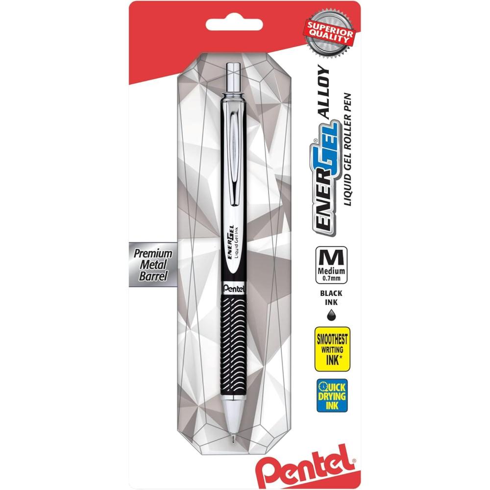 image:imagePentel PINK BCA EnerGel Alloy RT Premium Liquid Gel Pen 07mm Medium Line Pink Barrel Black Ink 1 Pack BL407PBPABlack