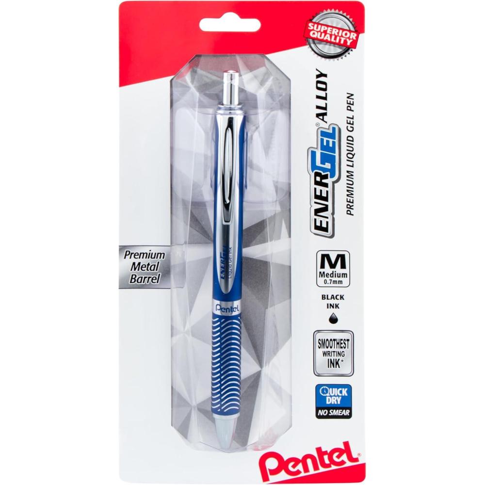 image:imagePentel PINK BCA EnerGel Alloy RT Premium Liquid Gel Pen 07mm Medium Line Pink Barrel Black Ink 1 Pack BL407PBPABlue