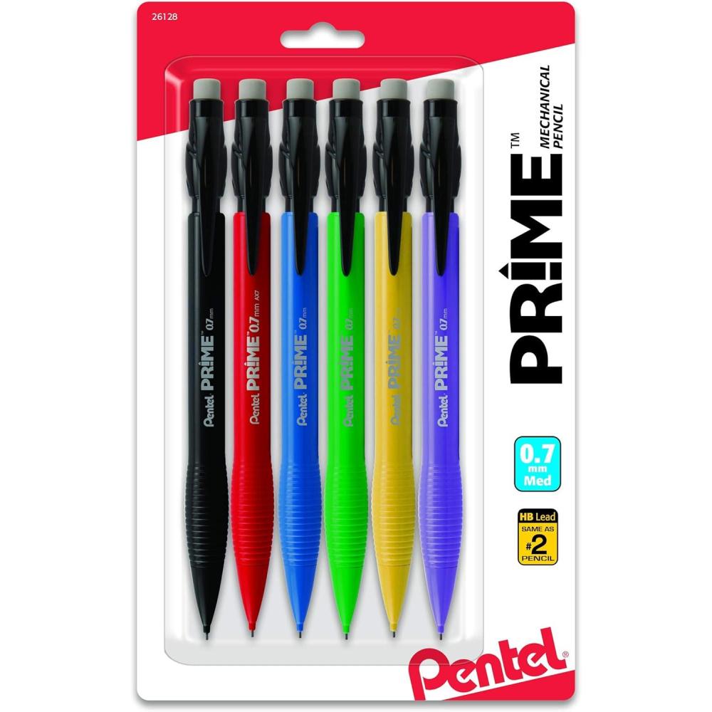 image:imagePentel Prime Mechanical Pencil 07mm Assorted Barrel Colors Pack of 6 AX7BP6MMulticolor