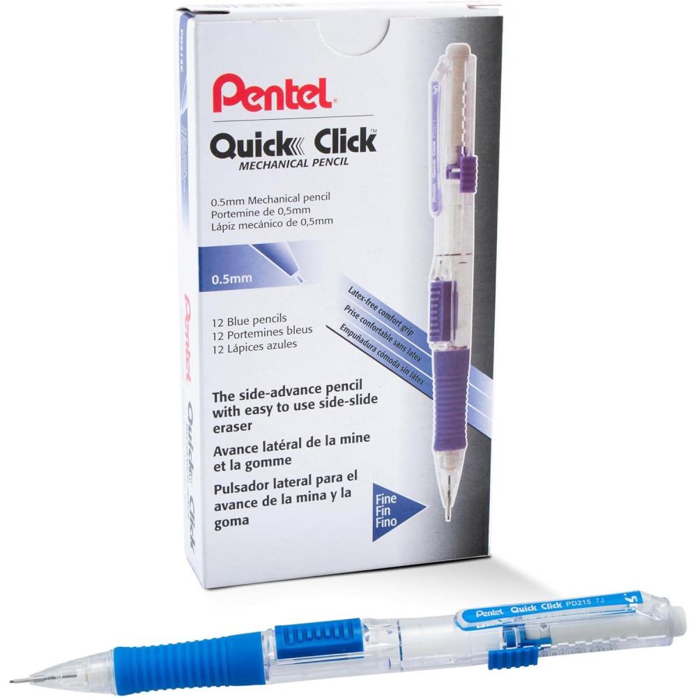 image:imagePentel Quick Click Mechanical Pencil 07mm Medium Black Barrel Box of 12 Pencils PD217ABlue
