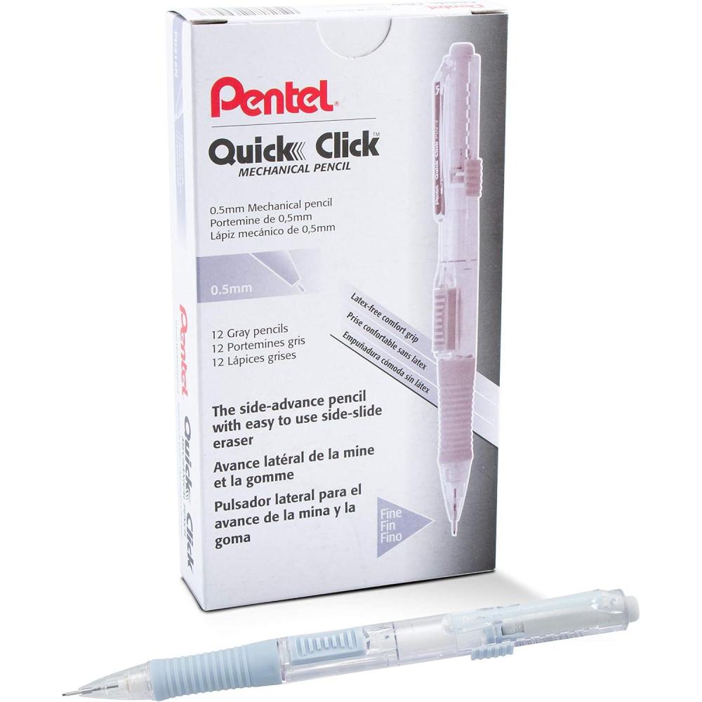 image:imagePentel Quick Click Mechanical Pencil 07mm Medium Black Barrel Box of 12 Pencils PD217AGray