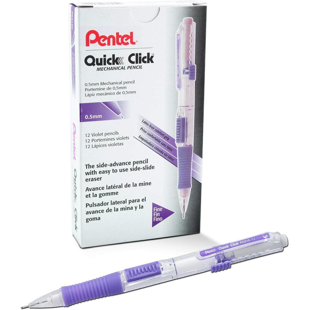 image:imagePentel Quick Click Mechanical Pencil 07mm Medium Black Barrel Box of 12 Pencils PD217AViolet
