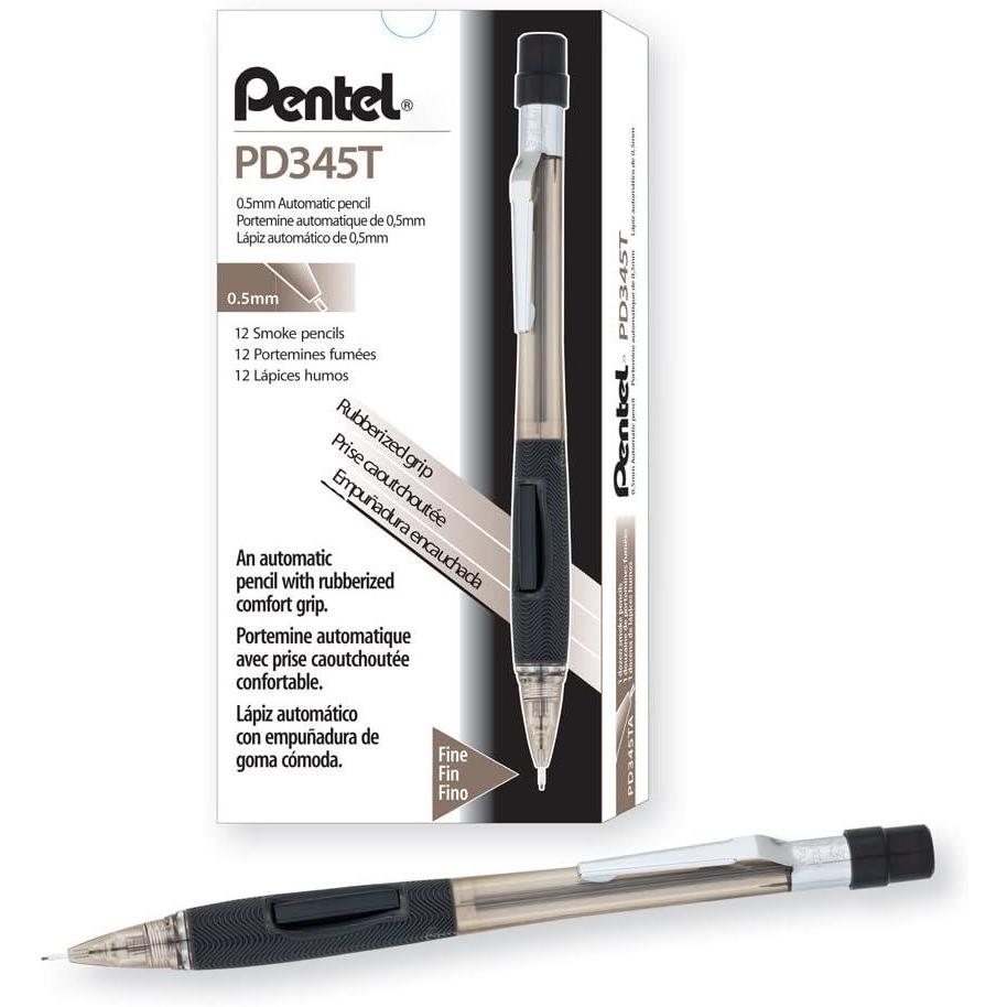 image:imagePentel Quicker Clicker Automatic Pencil 07mm Lead Size Transparent Violet Barrel Box of 12 PD347TVBlack