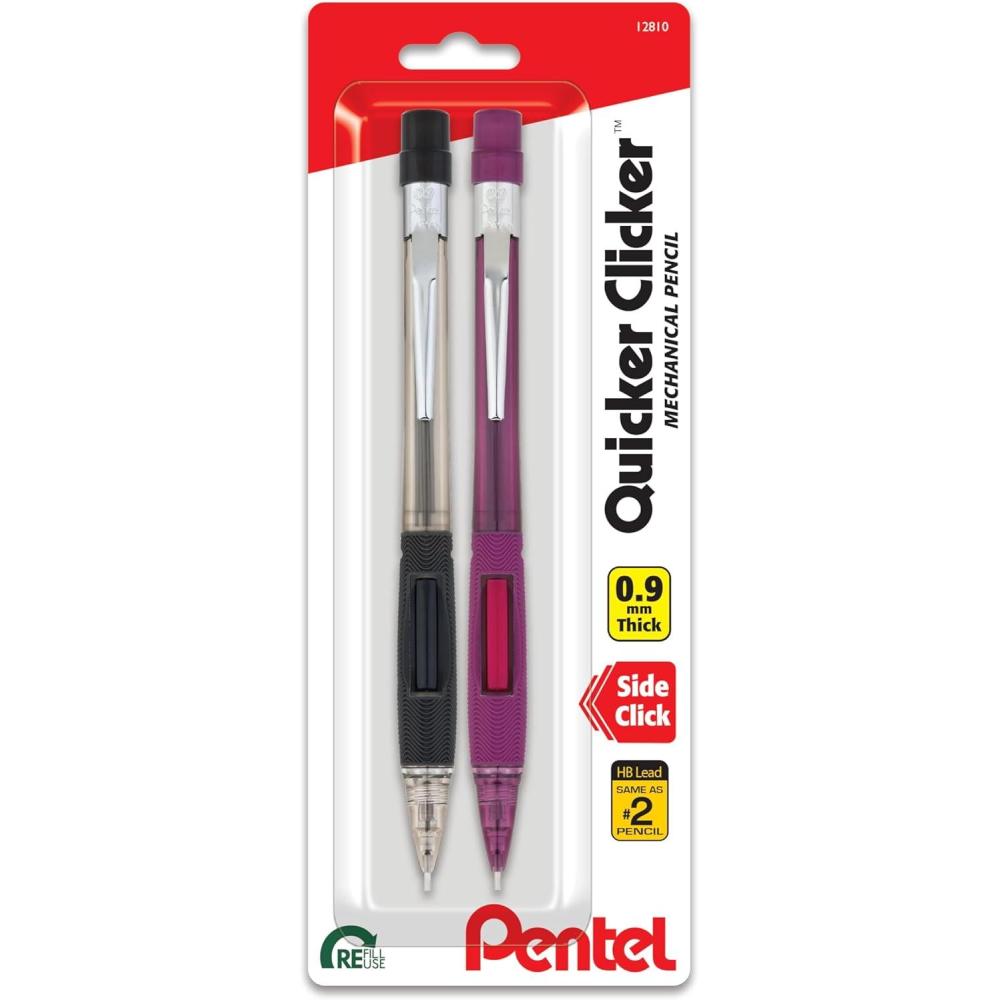 image:imagePentel Quicker Clicker Automatic Pencil 09mm Assorted Barrel Colors Color May Vary 2 Pack PD349BP2K6 red