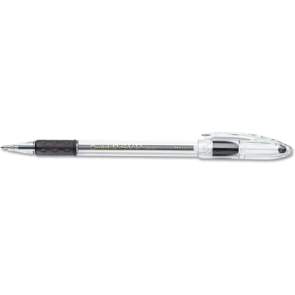 image:imagePentel RSVP Ballpoint Pen 10mm Medium Line Black Ink BK91A Pack of 1 12 Count TotalBlack