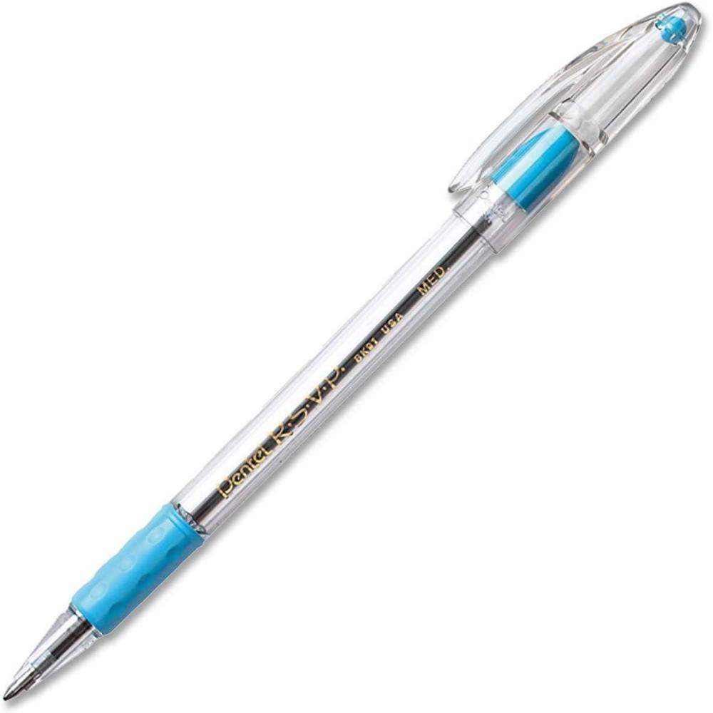 image:imagePentel RSVP Ballpoint Pen 10mm Medium Line Black Ink BK91A Pack of 1 12 Count TotalSky Blue