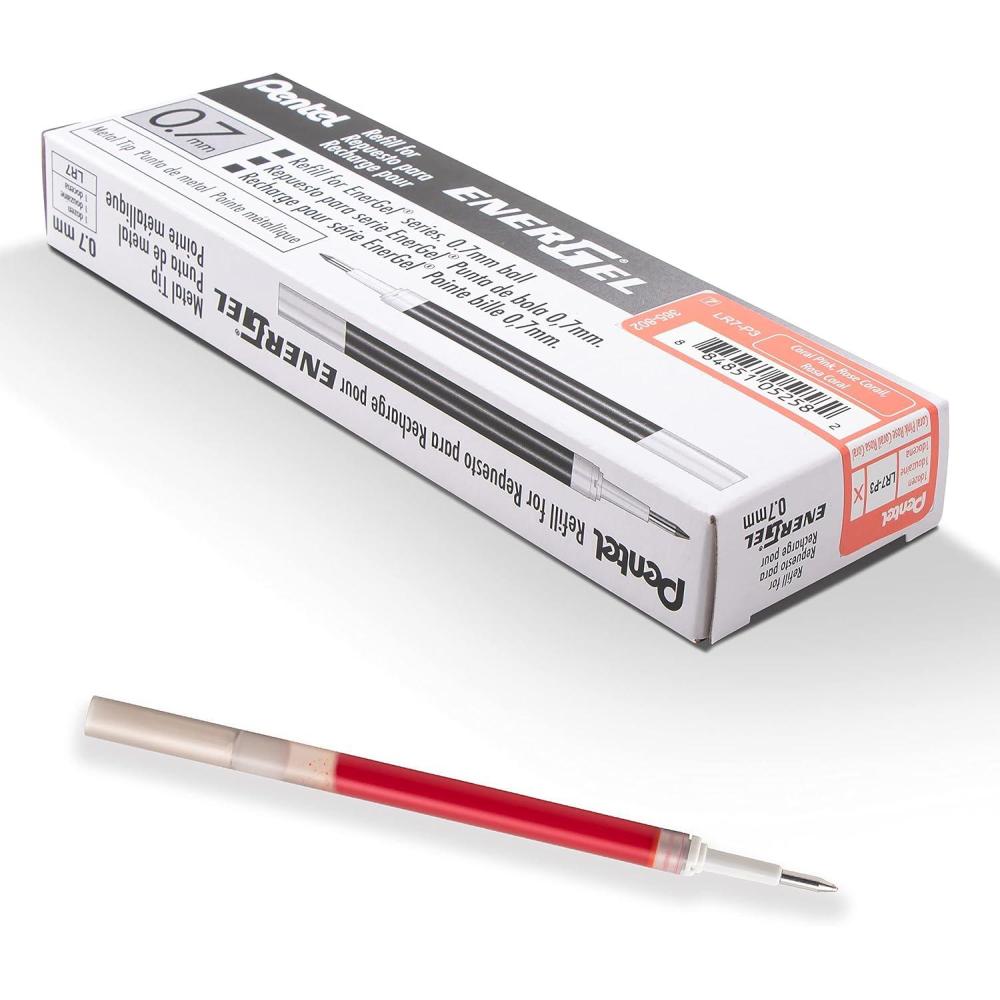 image:imagePentel Refill Ink for BL57BL77 EnerGel Liquid Gel Pen 07mm Metal Tip Green Ink Box of 12 LR7D12Corl Pink
