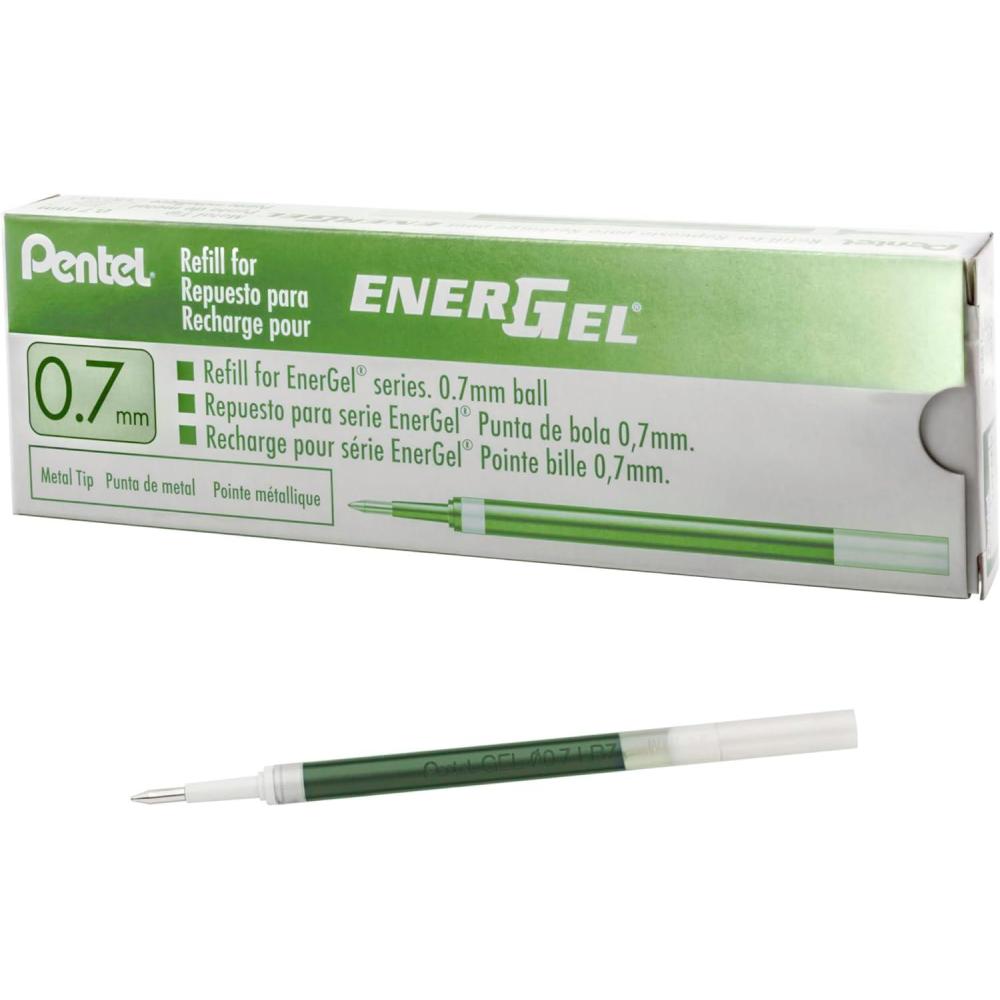image:imagePentel Refill Ink for BL57BL77 EnerGel Liquid Gel Pen 07mm Metal Tip Green Ink Box of 12 LR7D12Lime Green