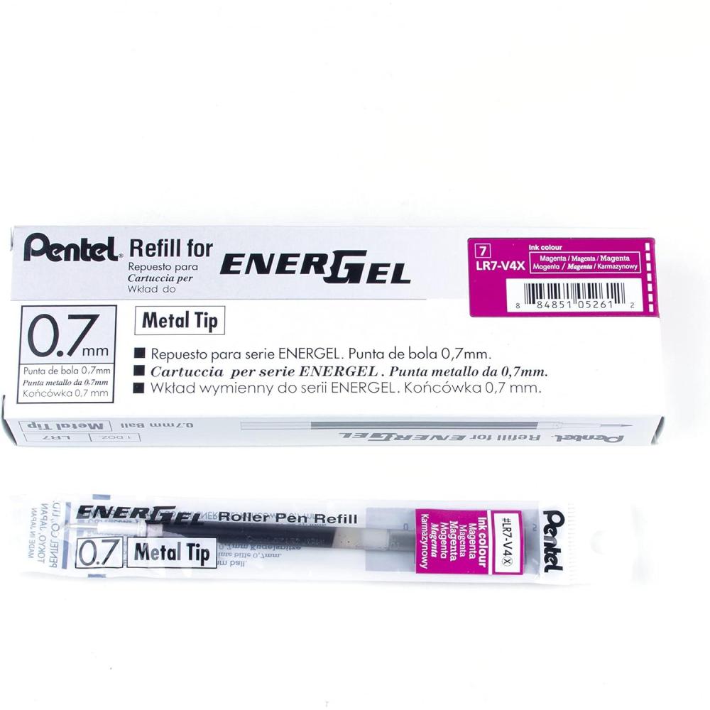 image:imagePentel Refill Ink for BL57BL77 EnerGel Liquid Gel Pen 07mm Metal Tip Green Ink Box of 12 LR7D12Magenta