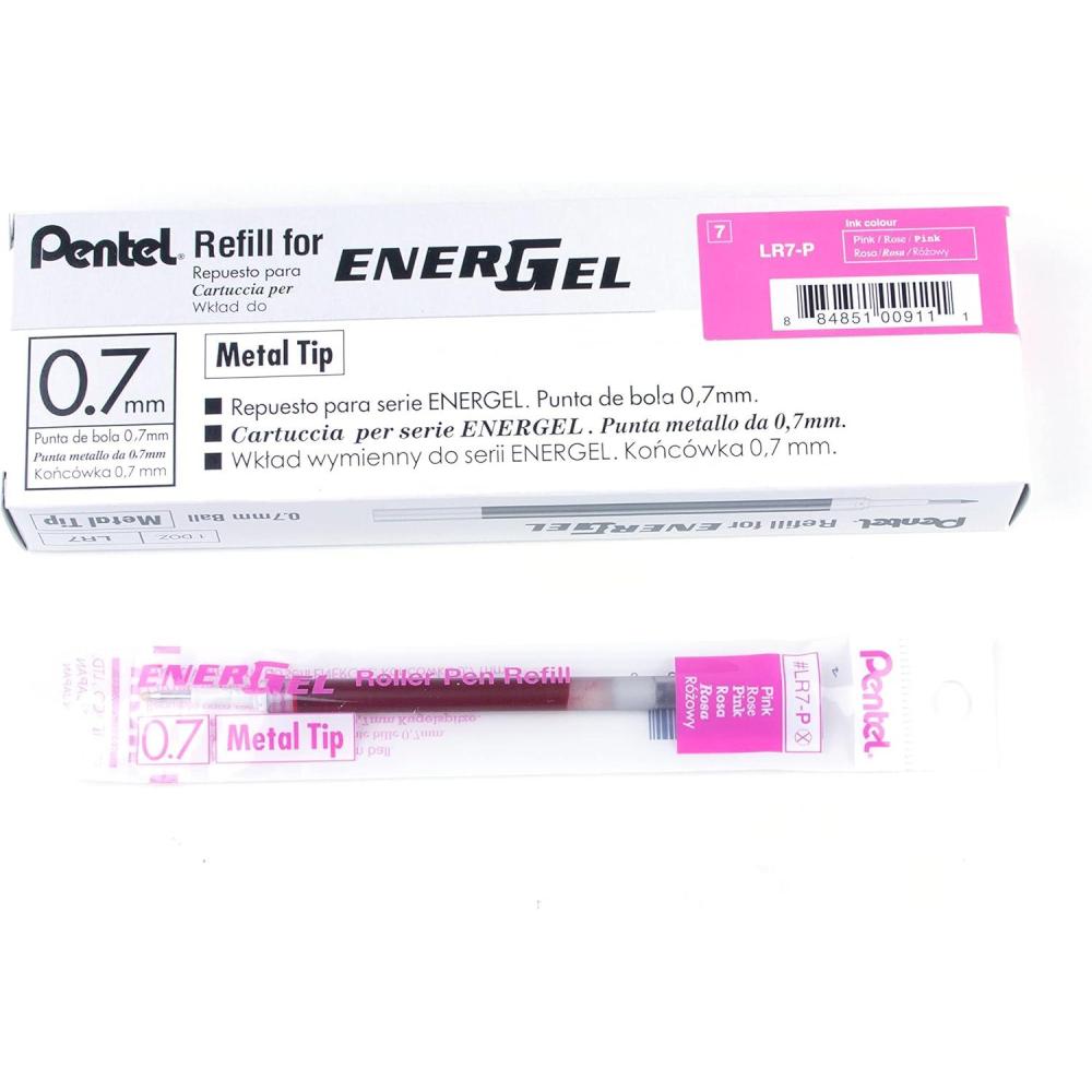 image:imagePentel Refill Ink for BL57BL77 EnerGel Liquid Gel Pen 07mm Metal Tip Green Ink Box of 12 LR7D12Pink