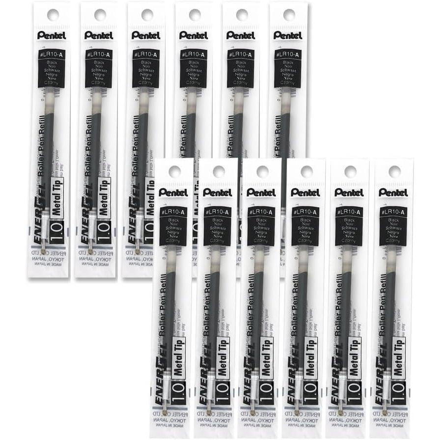 image:imagePentel Refill Ink for BL60 EnerGel Liquid Gel Pen 10mm Metal Tip Red Ink Box of 12 LR10B12Black