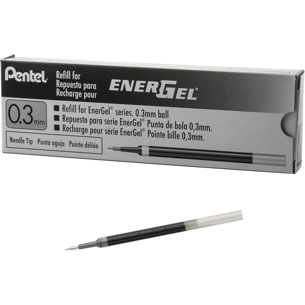 image:imagePentel Refill Ink for EnerGel Liquid Gel Pen 03mm Extra Fine Line Needle Tip Black Ink Box of 12 LRN3ABlack