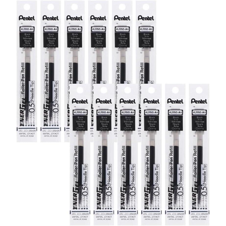 image:imagePentel Refill Ink for EnerGel Liquid Gel Pen 05mm Fine Line Needle Tip Black Ink Box of 12 LRN5A
