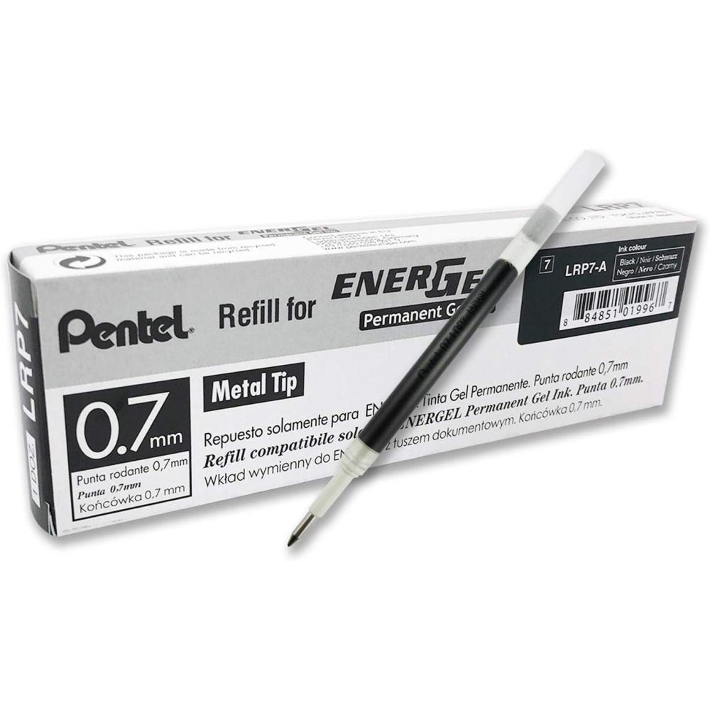 image:imagePentel Refill Ink for EnerGel PRO Permanent Gel Pen 07mm Medium Line Black Ink Box of 12 LRP7ABlack