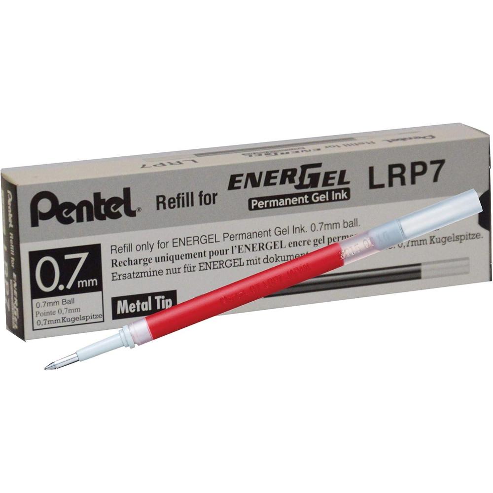 image:imagePentel Refill Ink for EnerGel PRO Permanent Gel Pen 07mm Medium Line Black Ink Box of 12 LRP7ARed