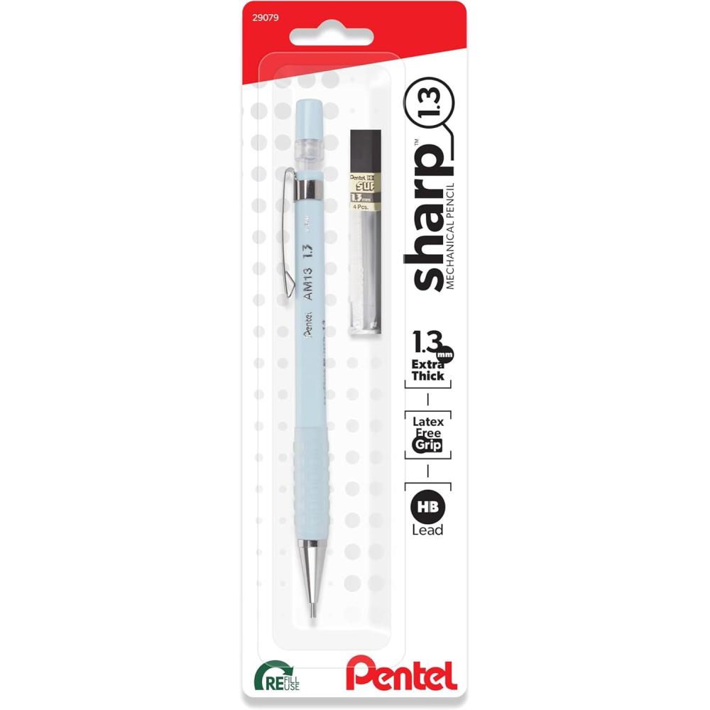 image:imagePentel Sharp 13 Mechanical Pencil 13mm Extra Thick Line Includes Refill Lead WritingOfficeTestTaking Pencil Pastel Violet Barrel AM13LBPVPastel Blue