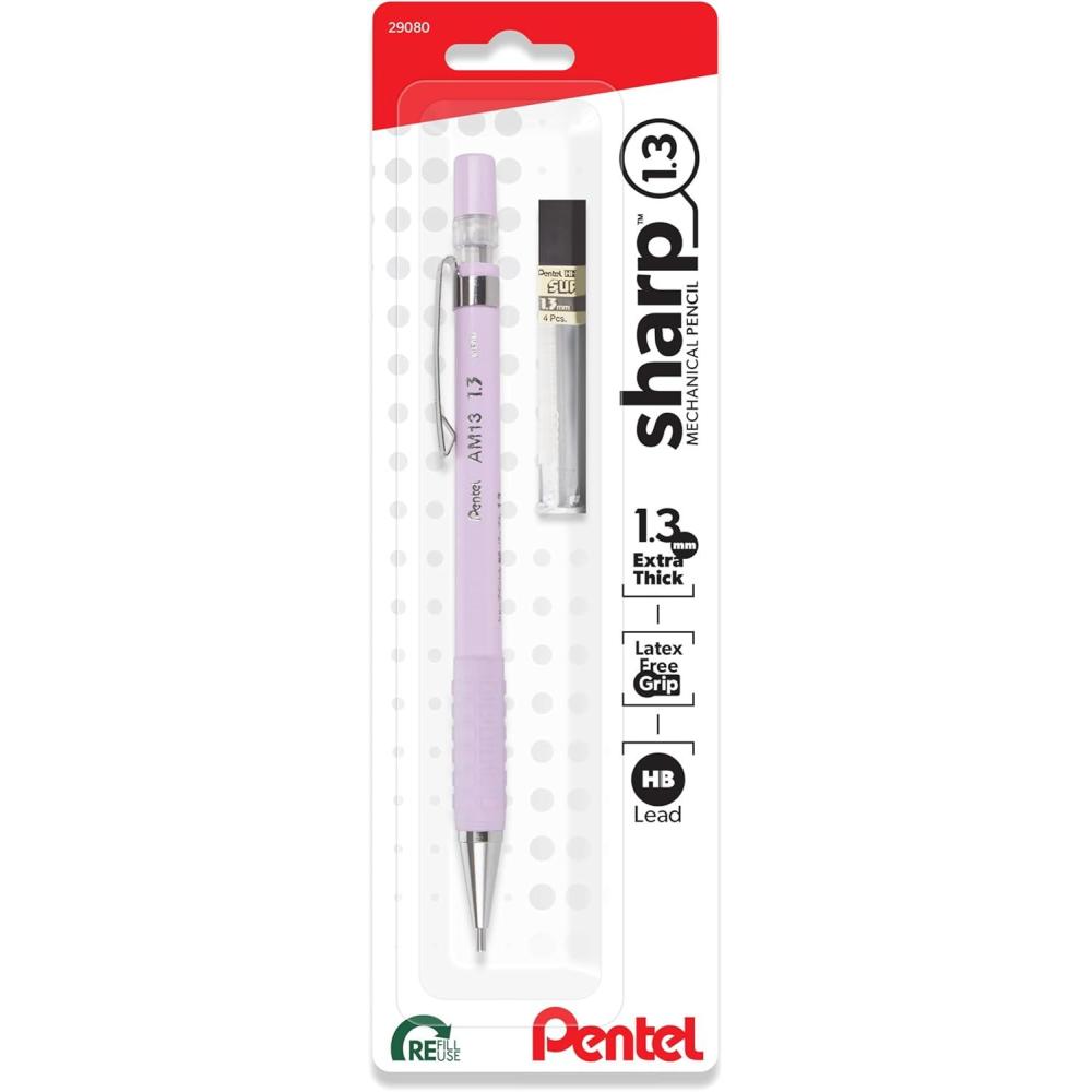 image:imagePentel Sharp 13 Mechanical Pencil 13mm Extra Thick Line Includes Refill Lead WritingOfficeTestTaking Pencil Pastel Violet Barrel AM13LBPVPastel Violet
