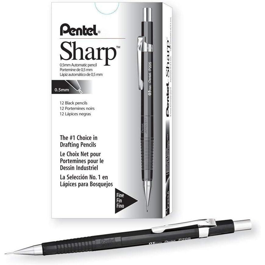 image:imagePentel Sharp Automatic Pencil 05mm Black Barrel Box of 12 P205A