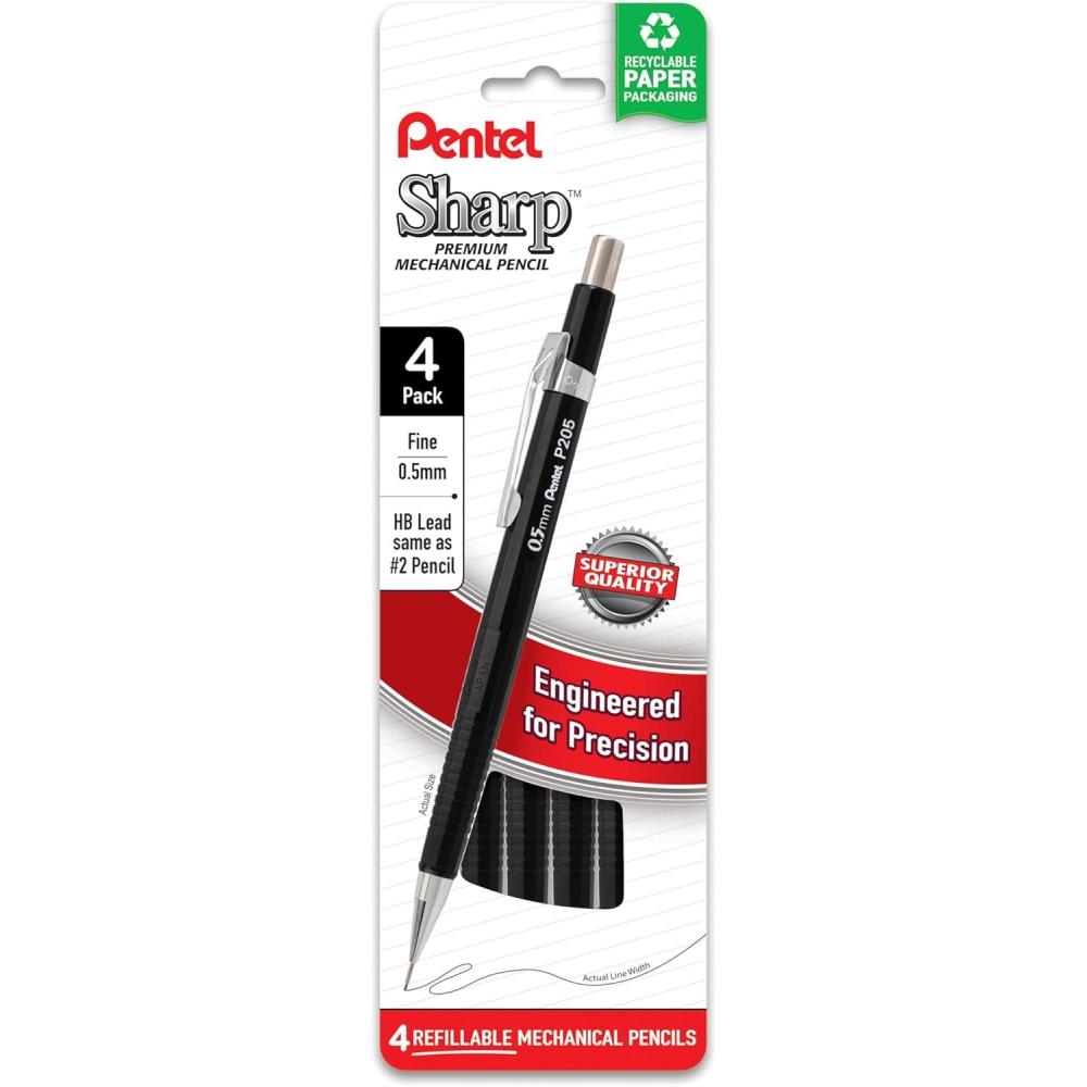 image:imagePentel Sharp Mechanical Pencil 09mm Bold Line Yellow Barrel Pack of 4 P209PF4G05mm