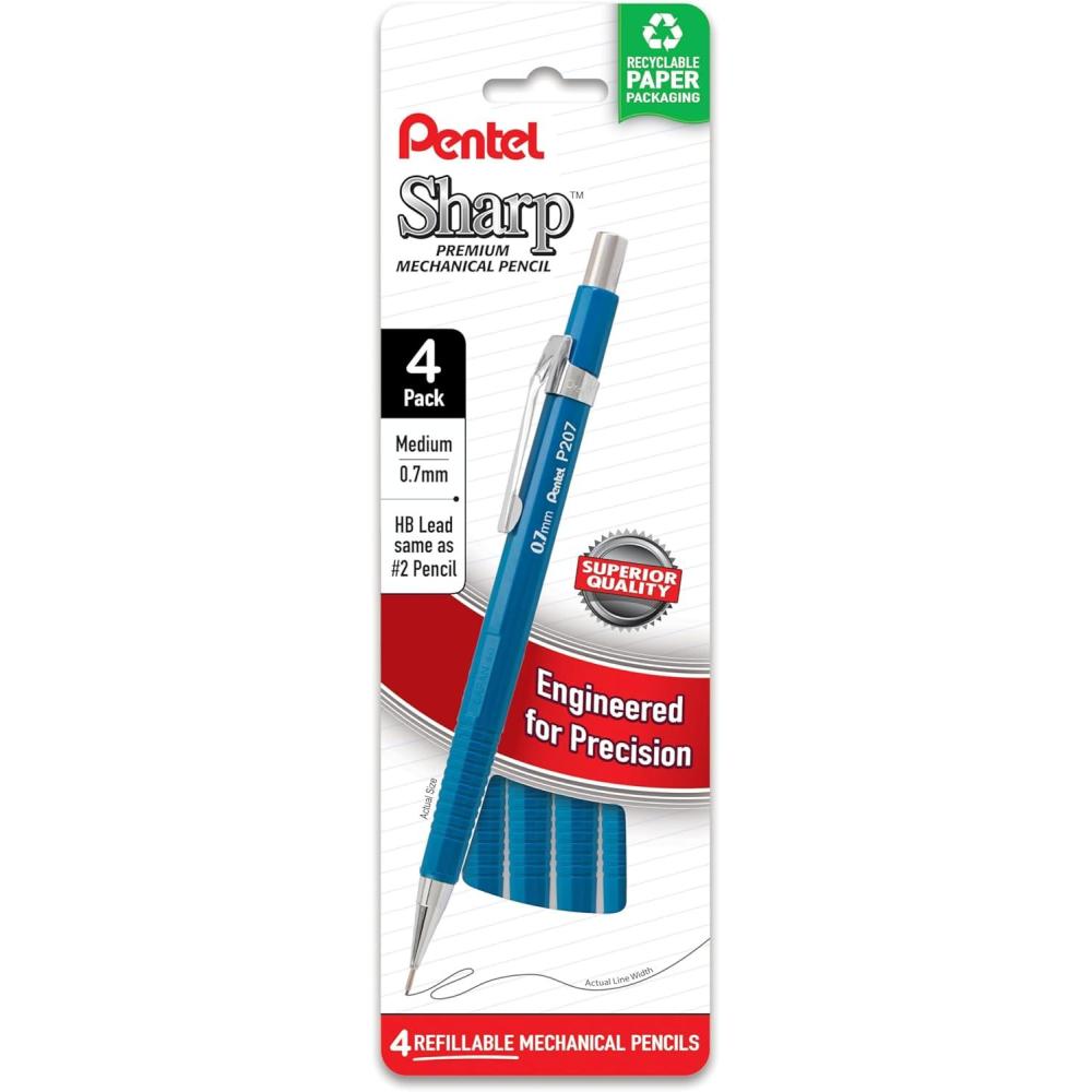 image:imagePentel Sharp Mechanical Pencil 09mm Bold Line Yellow Barrel Pack of 4 P209PF4G07mm
