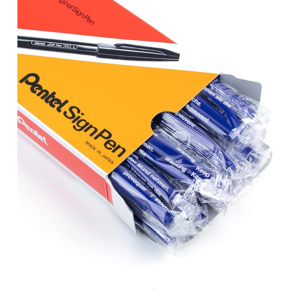 image:imagePentel Sign Pen FiberTipped Pen Blue Ink Box of 12 S520CBlue