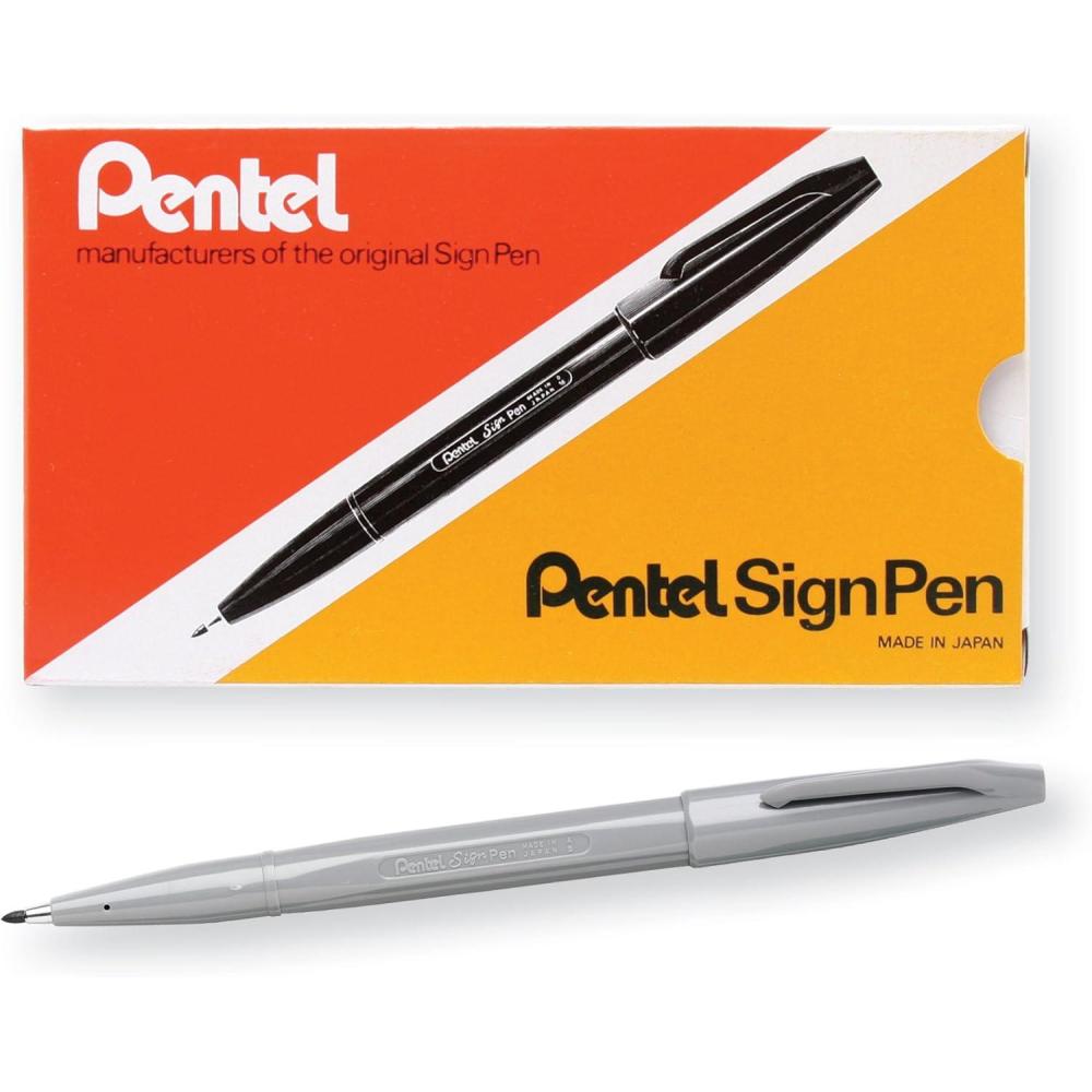 image:imagePentel Sign Pen FiberTipped Pen Blue Ink Box of 12 S520CGray