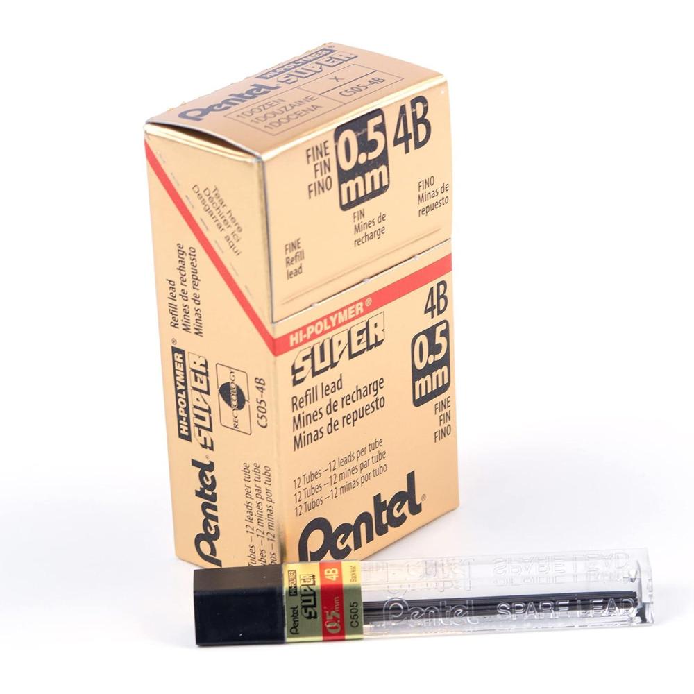 image:imagePentel Super HiPolymer Lead Refill 05mm Fine 4B 144 Pieces of Lead C5054B