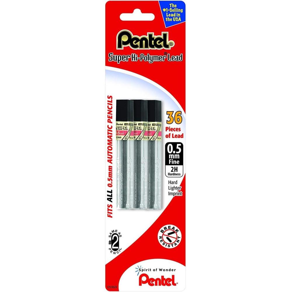 image:imagePentel Super HiPolymer Lead Refill 05mm Fine HB 36 Pieces of Lead C505BP3HBK62H