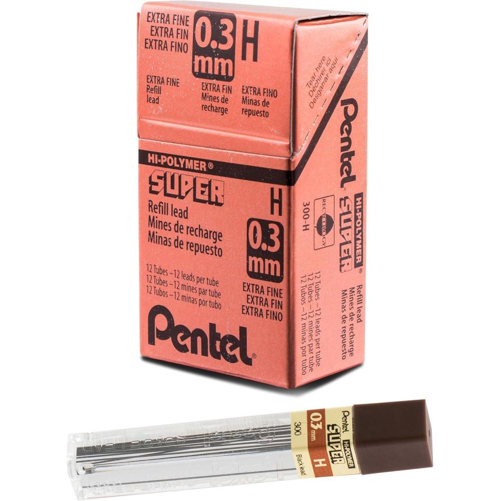 image:imagePentel Super HiPolymer Lead Refill 09mm Thick HB 180 Pieces of Lead 12 Tubes of Lead 509HB144 Count Pack of 1