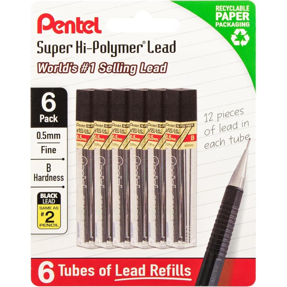 image:imagePentel Super HiPolymer Lead Refills 05 mm HB 72 Pieces 12 pcs per tube 6 tubesB