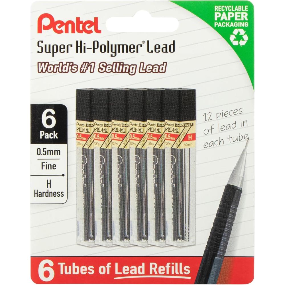 image:imagePentel Super HiPolymer Lead Refills 05 mm HB 72 Pieces 12 pcs per tube 6 tubesH