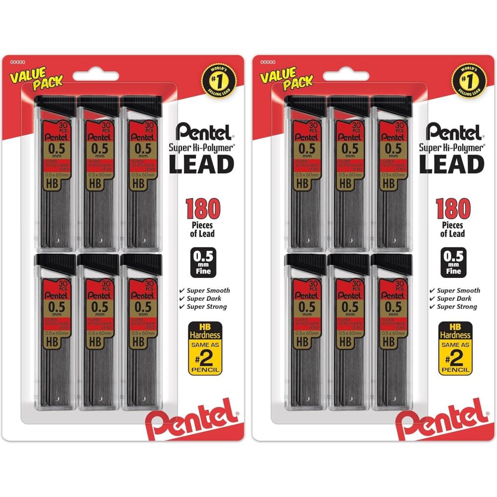 image:imagePentel Super HiPolymer Refills 07 mm Medium HB 180 Pieces of Lead C27BPHB66 Count Pack of 2