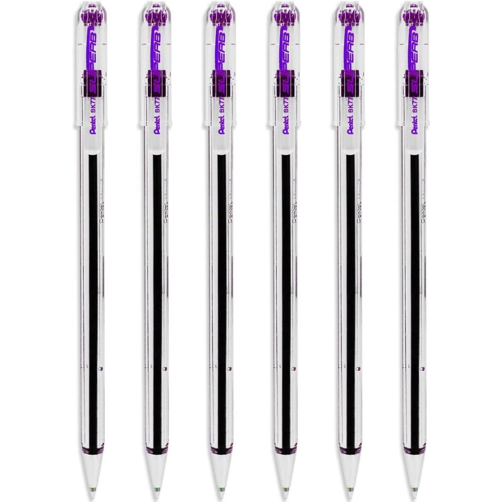 image:imagePentel Superb Ballpoint Pen Ball Point Pens 07mm Nib Tip 025mm Line Width Fine Line Refillable Ink BK77 Pack Of 6 Violet
