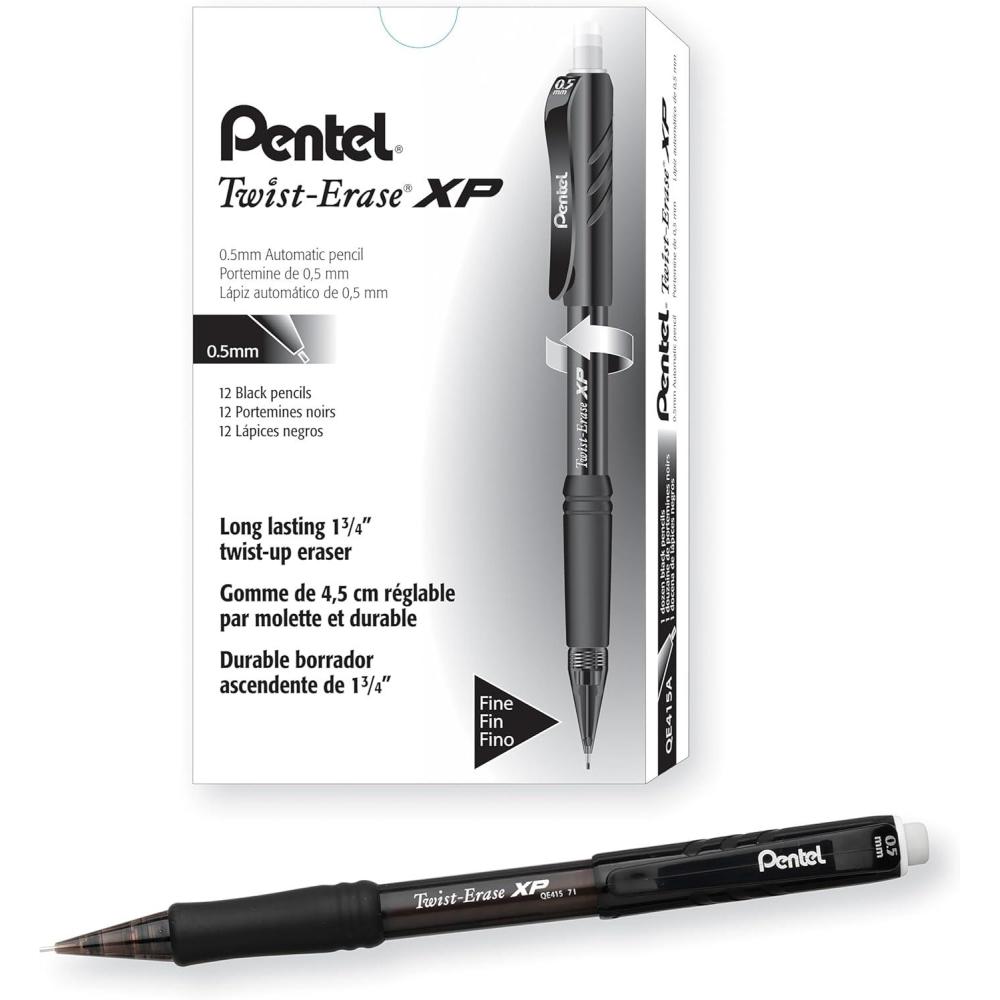 image:imagePentel Twist Erase EXPRESS Automatic Pencil 05mm Lead Size Green Barrel Box of 12 QE415DBlack