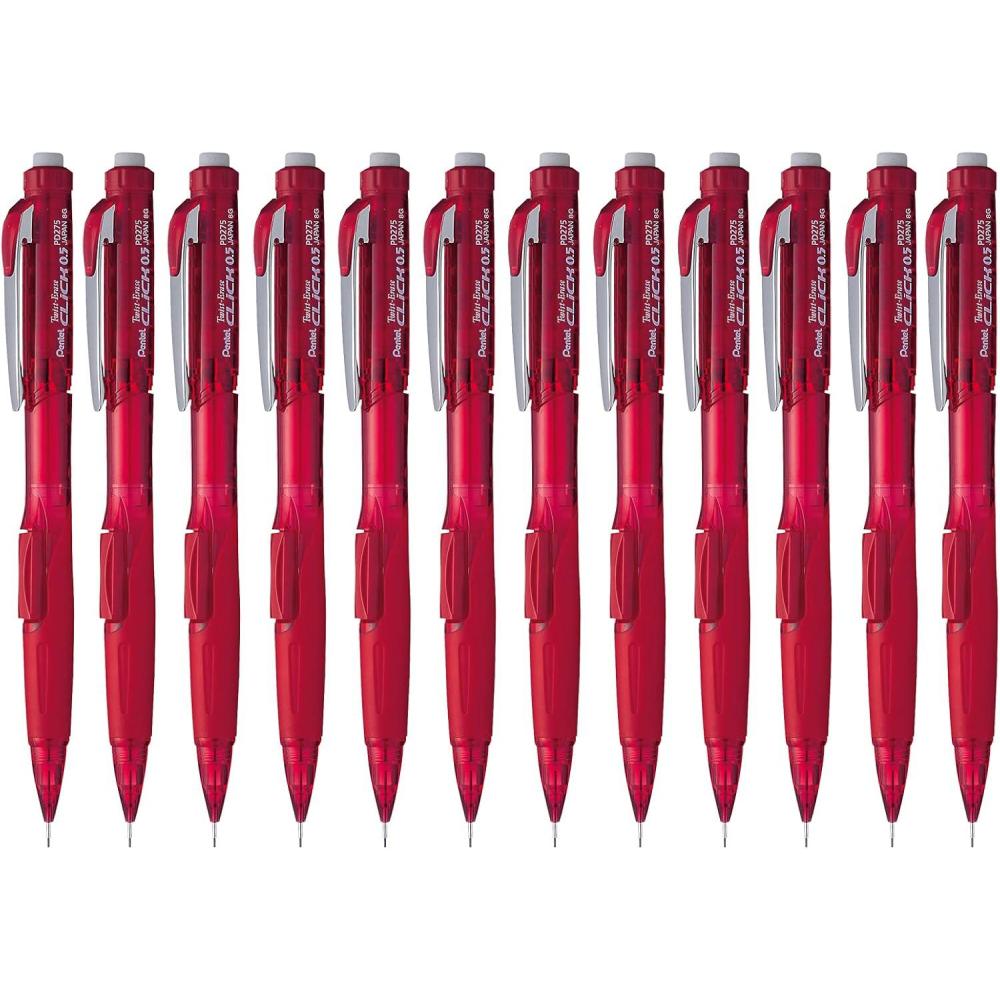 image:imagePentel TwistErase Click Mechanical Pencil 05mm Transparent Red Barrel Box of 12 PD275TB