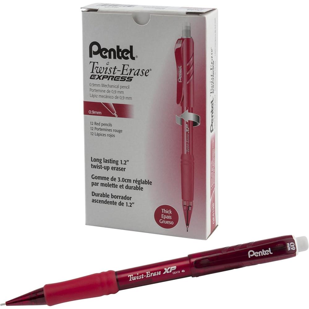image:imagePentel TwistErase EXPRESS Mechanical Pencil 09mm Red Barrel Box of 12 QE419B