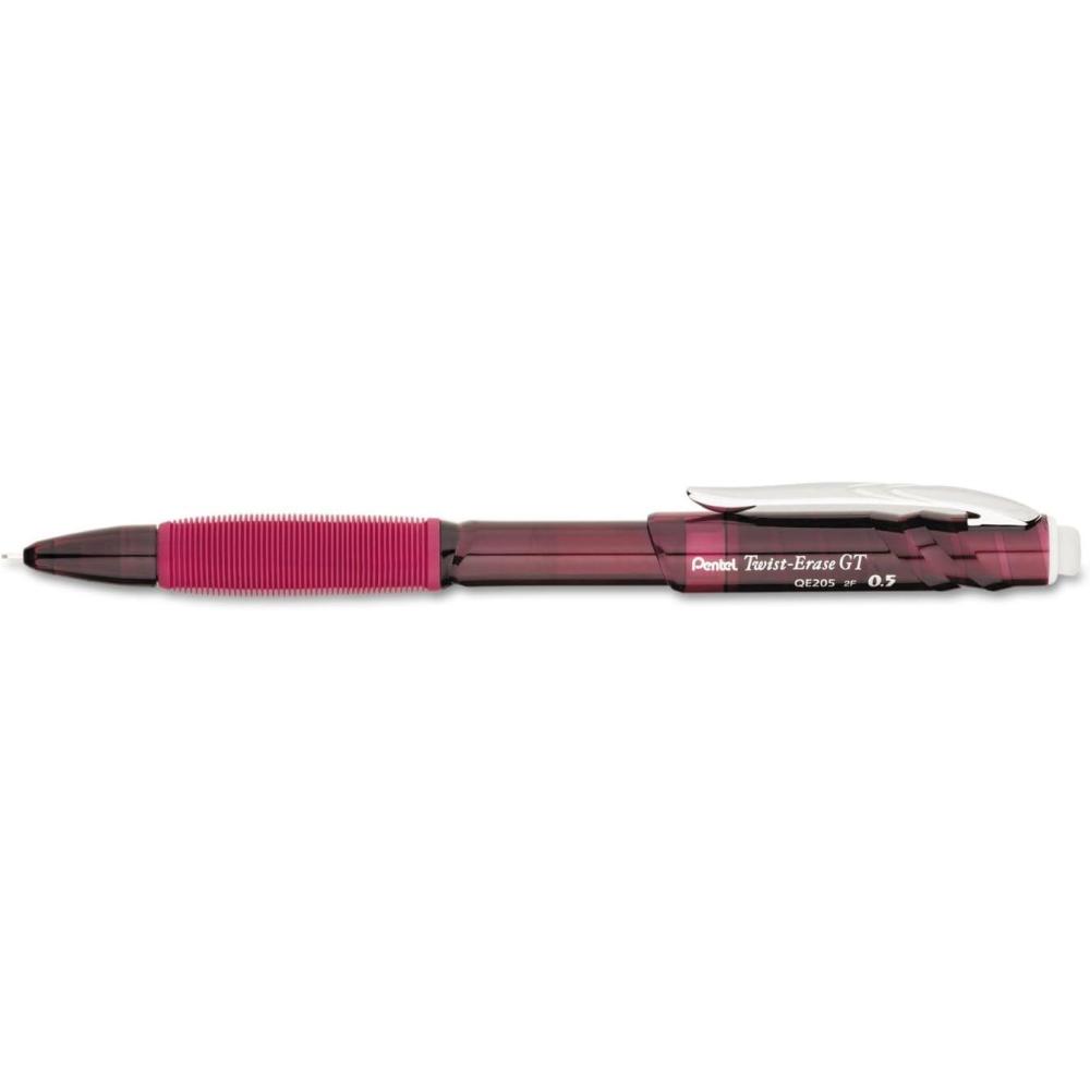 image:imagePentel TwistErase GT 05mm Mechanical Pencil Transparent Burgundy barrel Box of 12 QE205B
