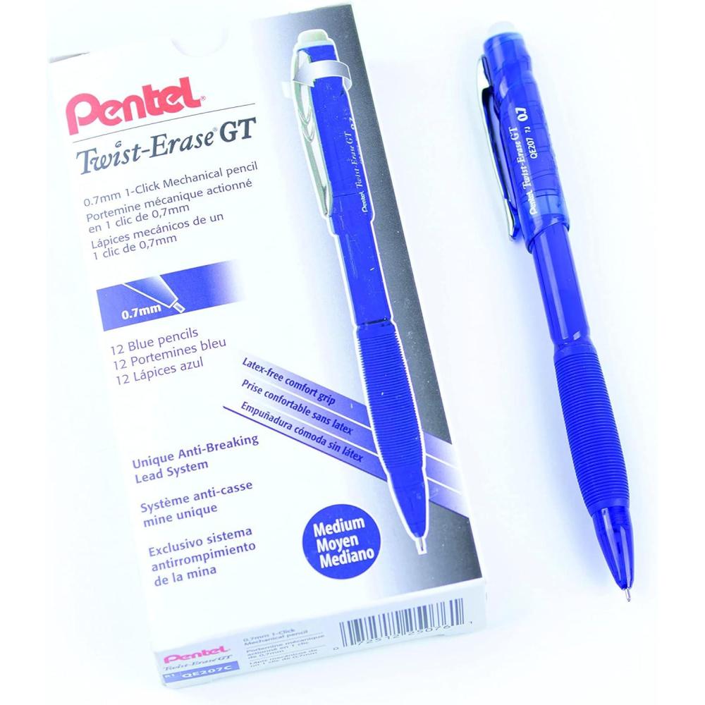 image:imagePentel TwistErase GT 07mm Mechanical Pencil Transparent Black Box of 12 QE207ABlue