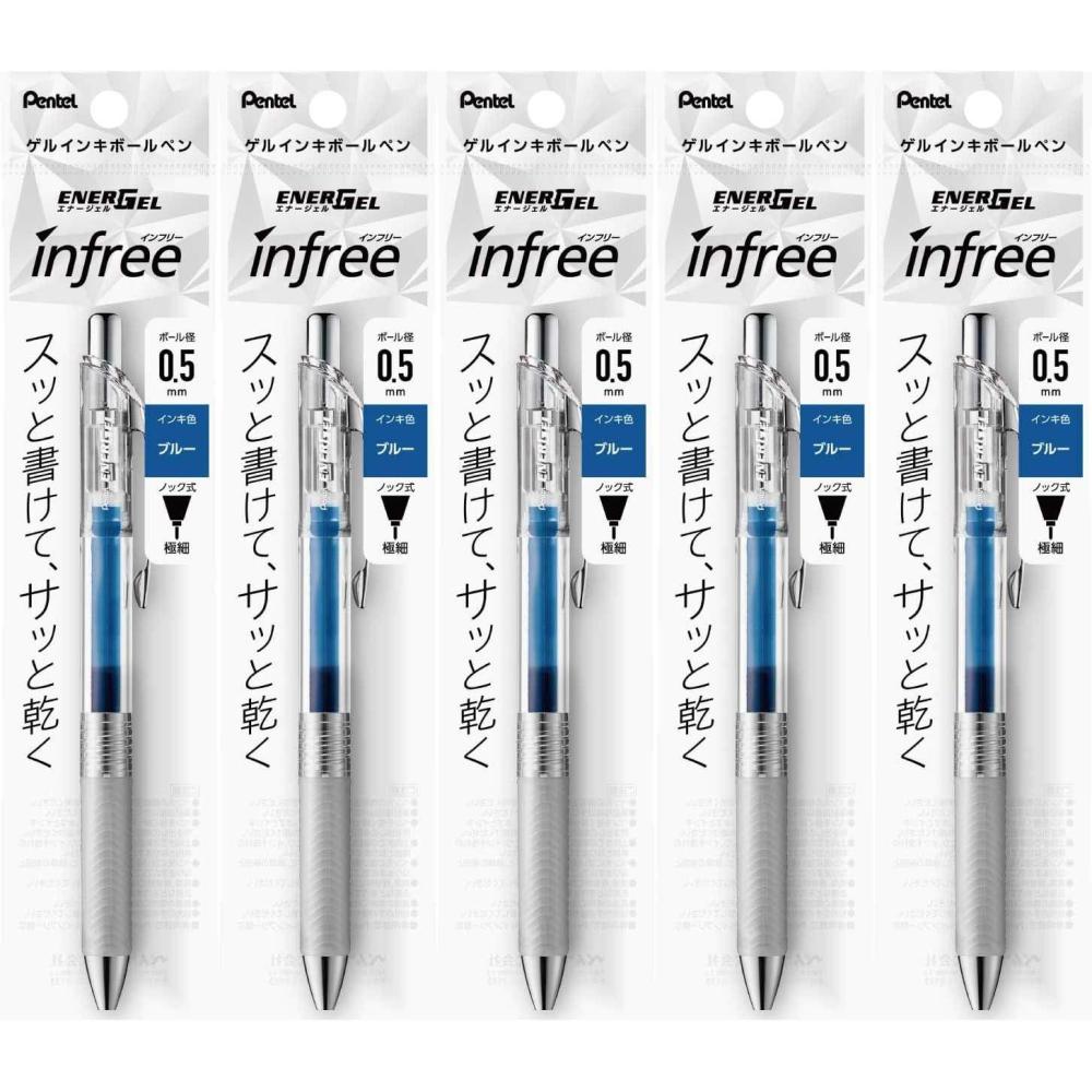 image:imagePentel XBLN75TLCA EnerGel Ink Ballpoint Pen 05 Blue Black 5 Piecesblue