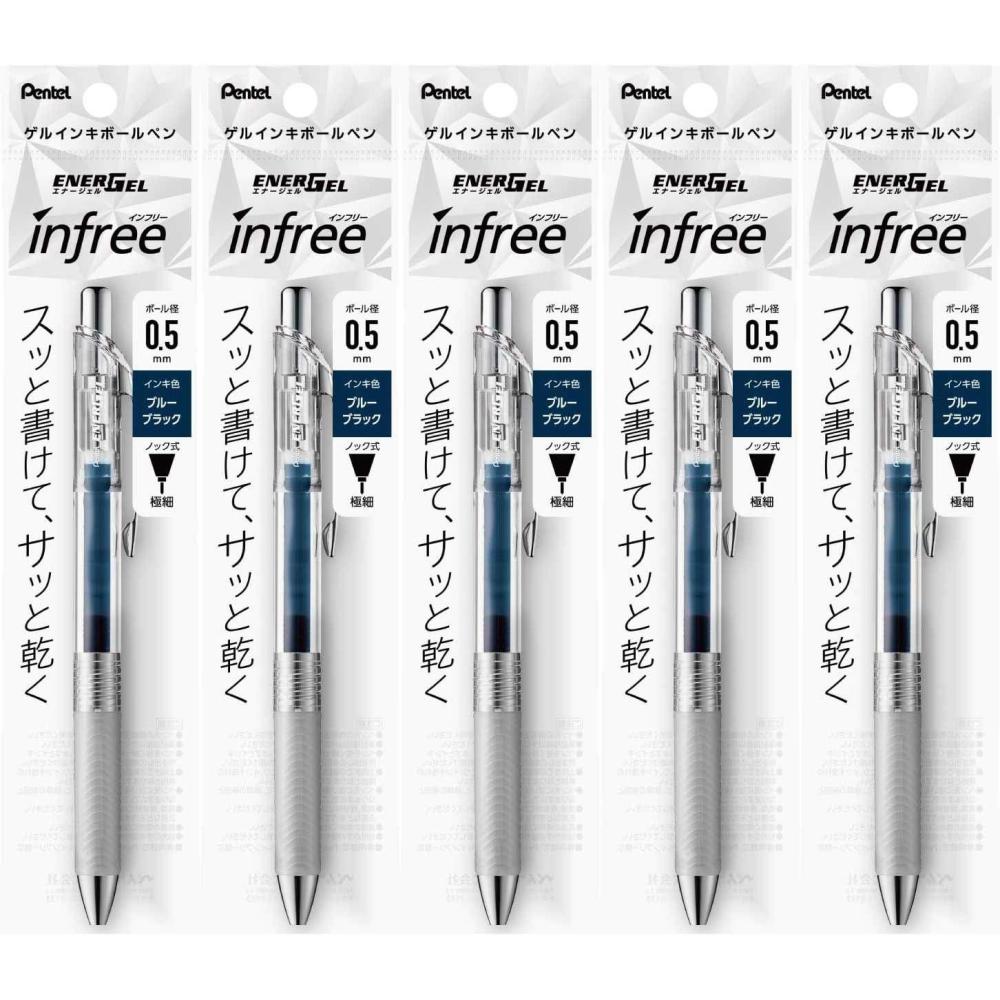image:imagePentel XBLN75TLCA EnerGel Ink Ballpoint Pen 05 Blue Black 5 Piecesblue black