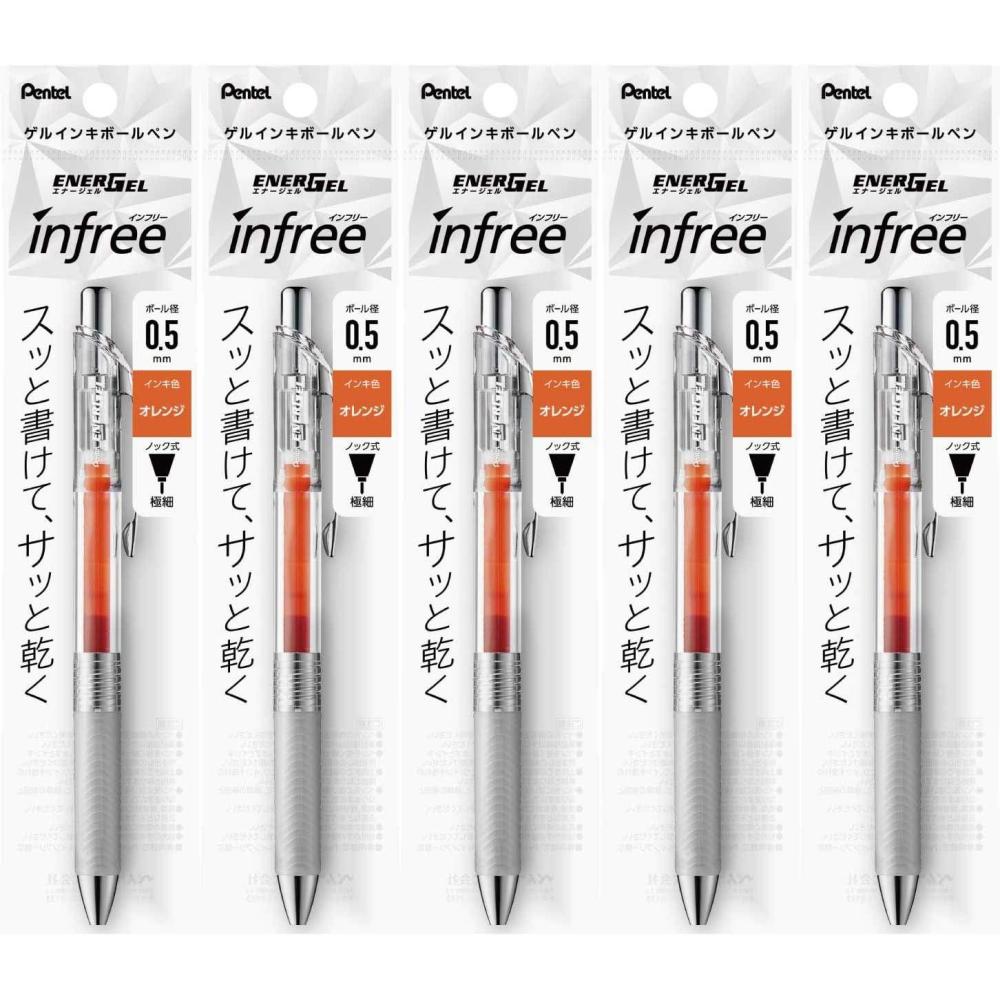 image:imagePentel XBLN75TLCA EnerGel Ink Ballpoint Pen 05 Blue Black 5 Piecesorange