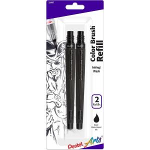 image:imagePentel Arts Color Brush Refills Black Ink Pack of 2 FR101BP2A