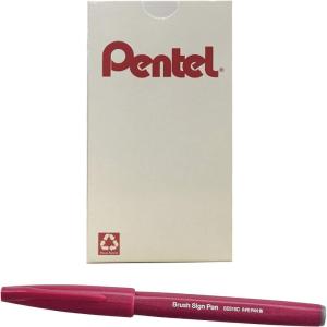 image:imagePentel Arts Sign Pen Brush Pale Blue Ink Box of 12 PensBurgundy