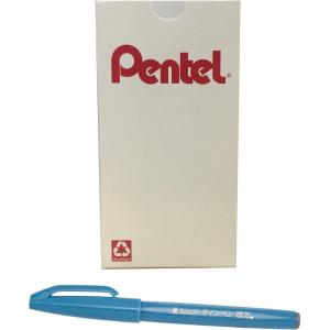 image:imagePentel Arts Sign Pen Brush Pale Blue Ink Box of 12 PensSky Blue