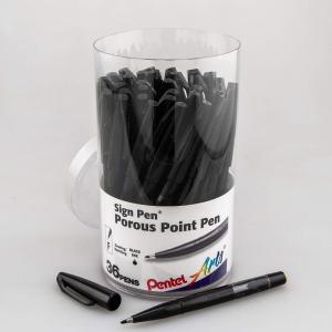 image:imagePentel Arts Sign Pen Fibertipped Black Ink 36pk Canister S520PC36ABlack